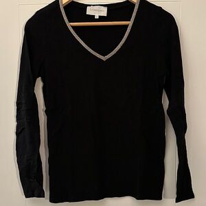 Express Black Long Sleeve V-Neck Top